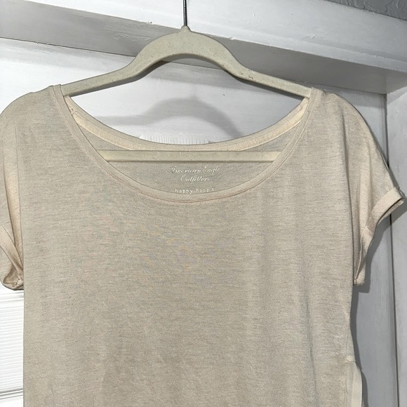 American Eagle Happy Hour Short Sleeve Top w/ Pleated Lower Back - Picture 3 of 8